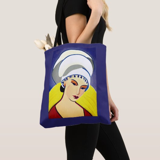 Art Deco Moderne Dame in einem Turban Tasche (Von Nahem)
