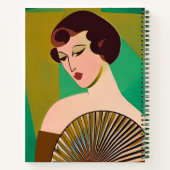 Art Deco Moderne Dame mit Fan Journal Notizblock (Rückseite)