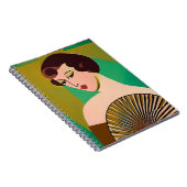 Art Deco Moderne Dame mit Fan Notizblock (Rechte Seite)