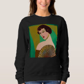 Art Deco Moderne Dame mit Fan Sweatshirt (Vorderseite)