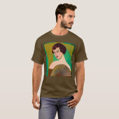 Art Deco Moderne Dame mit Fan T-Shirt (Vorne ganz)