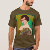 Art Deco Moderne Dame mit Fan T-Shirt (Vorderseite)