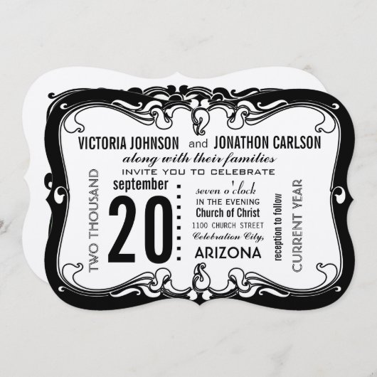 Art Deco Moderne Hochzeit Einladung (Vorne/Hinten)