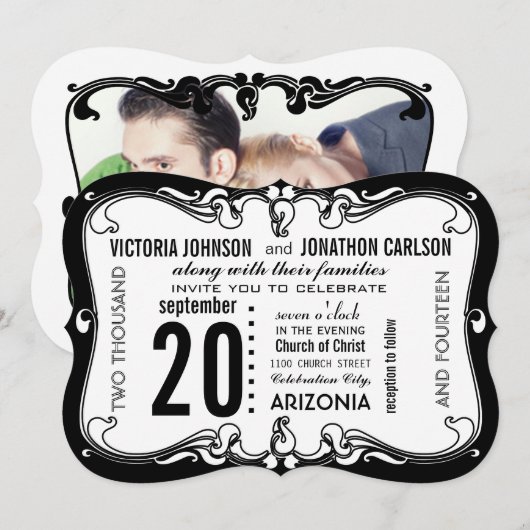 Art Deco Moderne Hochzeit Einladung (Vorne/Hinten)