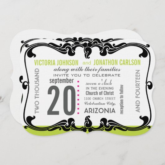 Art Deco Moderne Hochzeit Einladung (Vorne/Hinten)