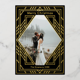 Art Deco Moderne Weihnachtsausstellungskarte Folien Feiertagskarte