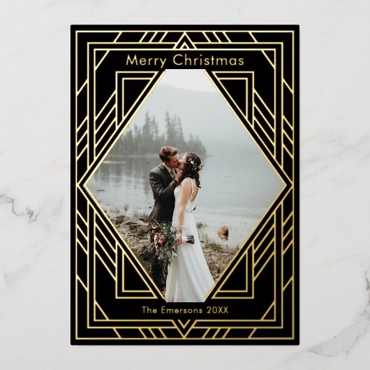 Art Deco Moderne Weihnachtsausstellungskarte Folien Feiertagskarte (Vorderseite)