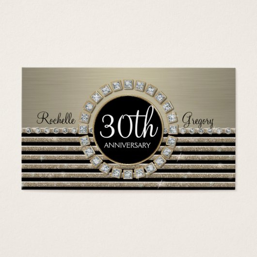 Art Deco Moderner Horizontaler Streifen Glitzer 30 (Vorderseite)