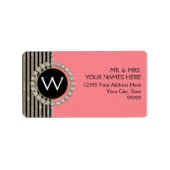 Art Deco Moderner, horizontaler Streifen Glitzer L Adressaufkleber (Vorne)