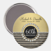 Art Deco Moderner, horizontaler Streifen Glitzer L Magnet (Vorderseite/Rückseite)