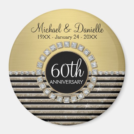 Art Deco Moderner, horizontaler Streifen Glitzer L Magnet (Vorne)