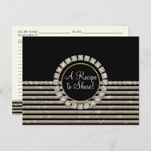 Art Deco Moderner, horizontaler Streifen Glitzer L Postkarte (Vorne/Hinten)