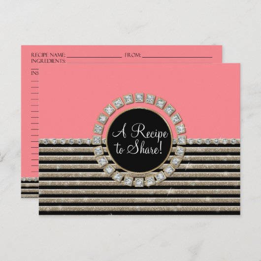 Art Deco Moderner, horizontaler Streifen Glitzer L Postkarte (Vorne/Hinten)