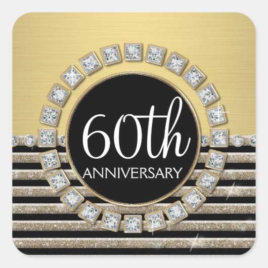 Art Deco Moderner, horizontaler Streifen Glitzer L Quadratischer Aufkleber (Vorderseite)