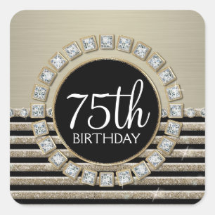 Art Deco Moderner, horizontaler Streifen Glitzer L Quadratischer Aufkleber