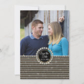 Art Deco Moderner, horizontaler Streifen Glitzer L Save The Date (Vorderseite)