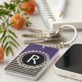 Art Deco Moderner, horizontaler Streifen Glitzer L Schlüsselanhänger (Vorderseite rechts)