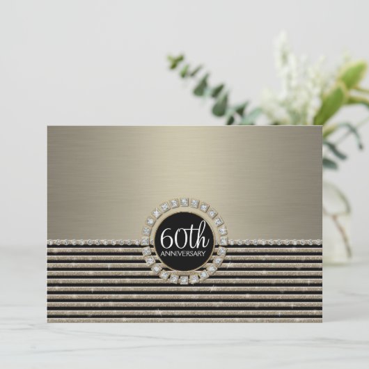 Art Deco Moderner, horizontaler Strip Glitzer Look Einladung (Stehend Vorderseite)