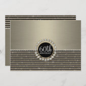 Art Deco Moderner, horizontaler Strip Glitzer Look Einladung (Vorne/Hinten)
