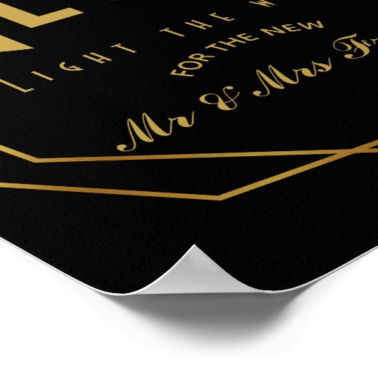 Art Deco Moderner Stil Lass Liebe Glühende Hochzei Poster (Ecke)