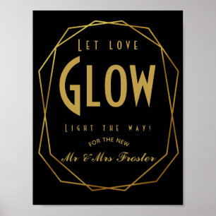 Art Deco Moderner Stil Lass Liebe Glühende Hochzei Poster