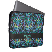 Art Deco Moderner türkisfarbener Name Personalisie Laptopschutzhülle (Vorne Rechts)