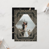 Art Deco Modernes Goldenes Weihnachtsdesign Foto Karte (Vorderseite/Rückseite Beispiel)