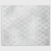 Art Deco Monochrom Silver Gray Scales Seashells Geschenkpapier (Flach)