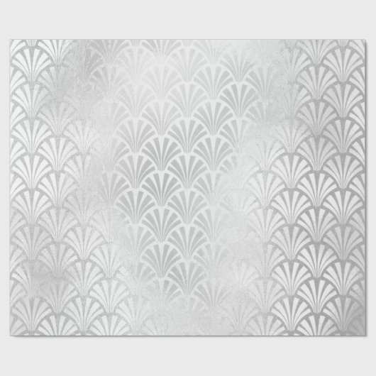 Art Deco Monochrom Silver Gray Scales Seashells Geschenkpapier (Flach)