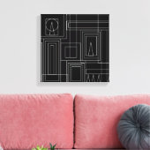 Art Deco Monochrome Print Wrapped Canvas Leinwanddruck (Insitu (Wohnzimmer))