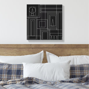 Art Deco Monochrome Print Wrapped Canvas Leinwanddruck
