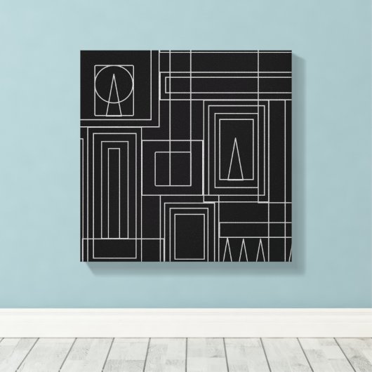 Art Deco Monochrome Print Wrapped Canvas Leinwanddruck (Insitu (Holzboden))