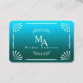 Art Deco Monogram Blue Personal Visitenkarte (Vorderseite)