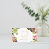 Art Deco Monogram Braut-Make-up-Artist Visitenkarte (Stehend Vorderseite)