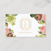 Art Deco Monogram Braut-Make-up-Artist Visitenkarte (Vorderseite)