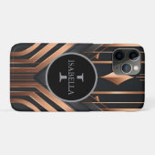 Art Deco Monogram Circle Name Design Case-Mate iPhone Hülle (Rückseite (Horizontal))
