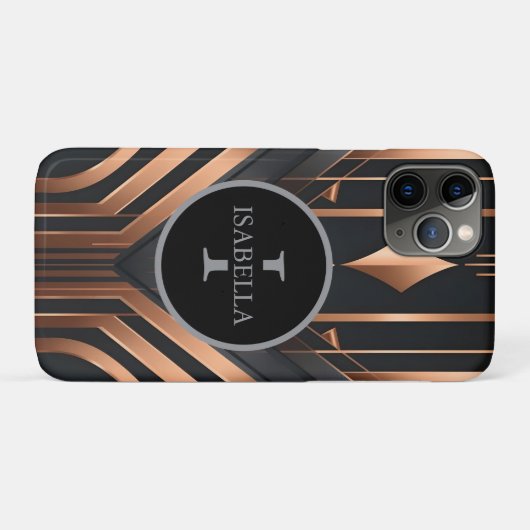 Art Deco Monogram Circle Name Design Case-Mate iPhone Hülle (Rückseite (Horizontal))