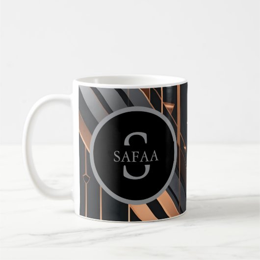 Art Deco Monogram Circle Name Design Kaffeetasse (Links)