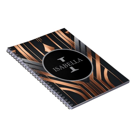 Art Deco Monogram Circle Name Design Notizblock (Rechte Seite)