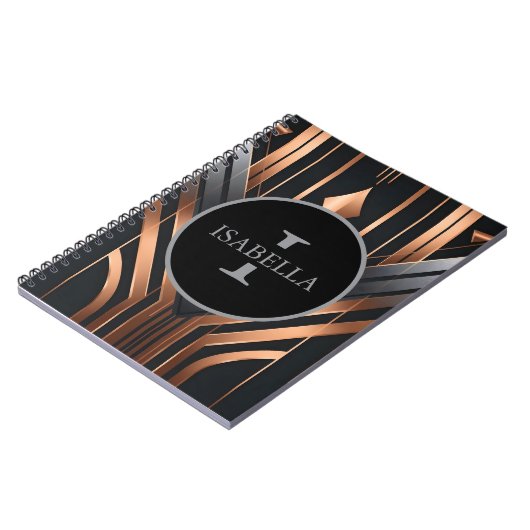 Art Deco Monogram Circle Name Design Notizblock (Linke Seite)