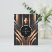 Art Deco Monogram Circle Name Design Postkarte (Stehend Vorderseite)