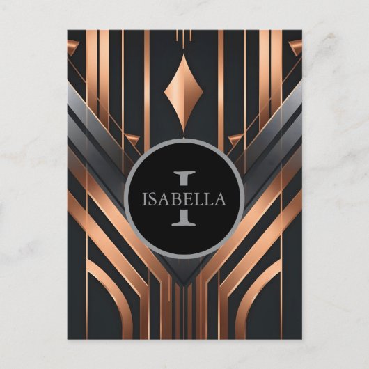 Art Deco Monogram Circle Name Design Postkarte (Vorderseite)
