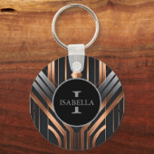 Art Deco Monogram Circle Name Design Schlüsselanhänger (Vorderseite)