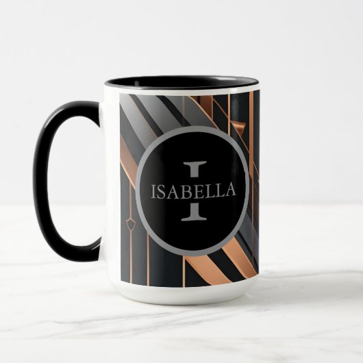Art Deco Monogram Circle Name Design Tasse (Links)