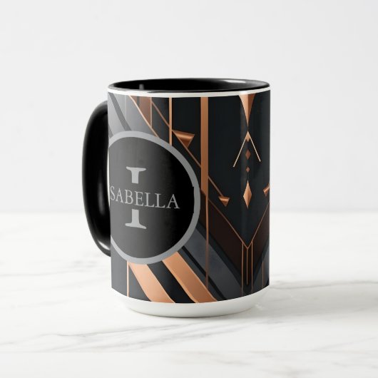 Art Deco Monogram Circle Name Design Tasse (Vorderseite Links)