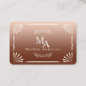 Art Deco Monogram Copper Personal Visitenkarte (Vorderseite)