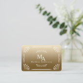 Art Deco Monogram Gold Personal Visitenkarte (Stehend Vorderseite)