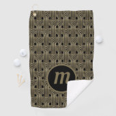 Art Deco Monogram Gold und Black Golfhandtuch (Insitu)