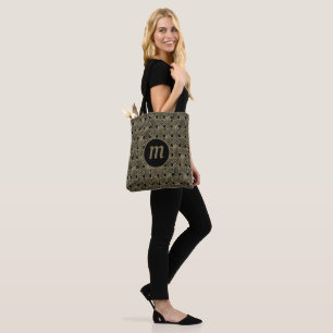 Art Deco Monogram Gold und Black Tasche