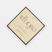 Art Deco Monogram Hochzeitsserviette Schwarz Creme Serviette (Ecke)